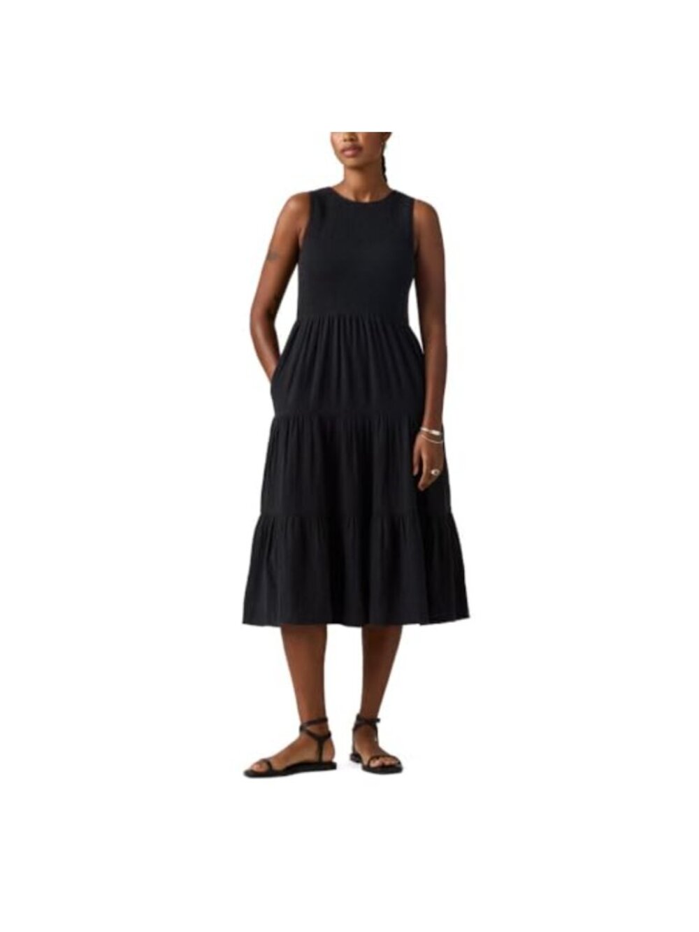 Levi's Women's Smocked Midi Dress Sleeveless Sheath Cotton